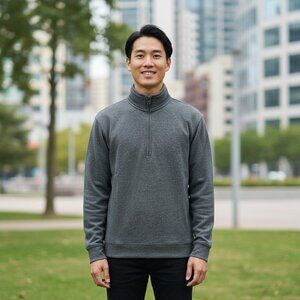 Southern Proper Grey Quarter Zip Pullover Mens Sweater Size S